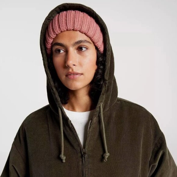 NWOT Alpine Design Women's Corduroy Quilted Full Zip Hooded Vint Olive Jacket XL - Picture 3 of 11